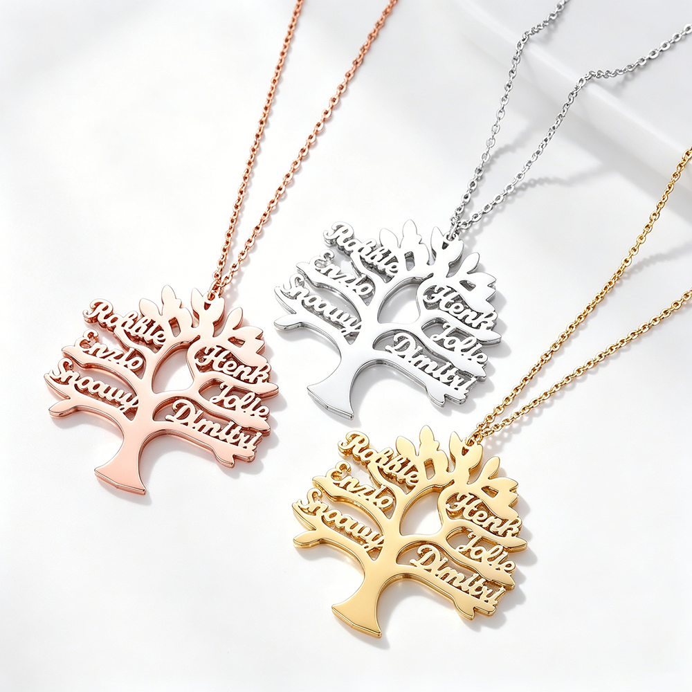 Plant Parent Name - Customized “Big Tree” name pendants—necklaces engraved
